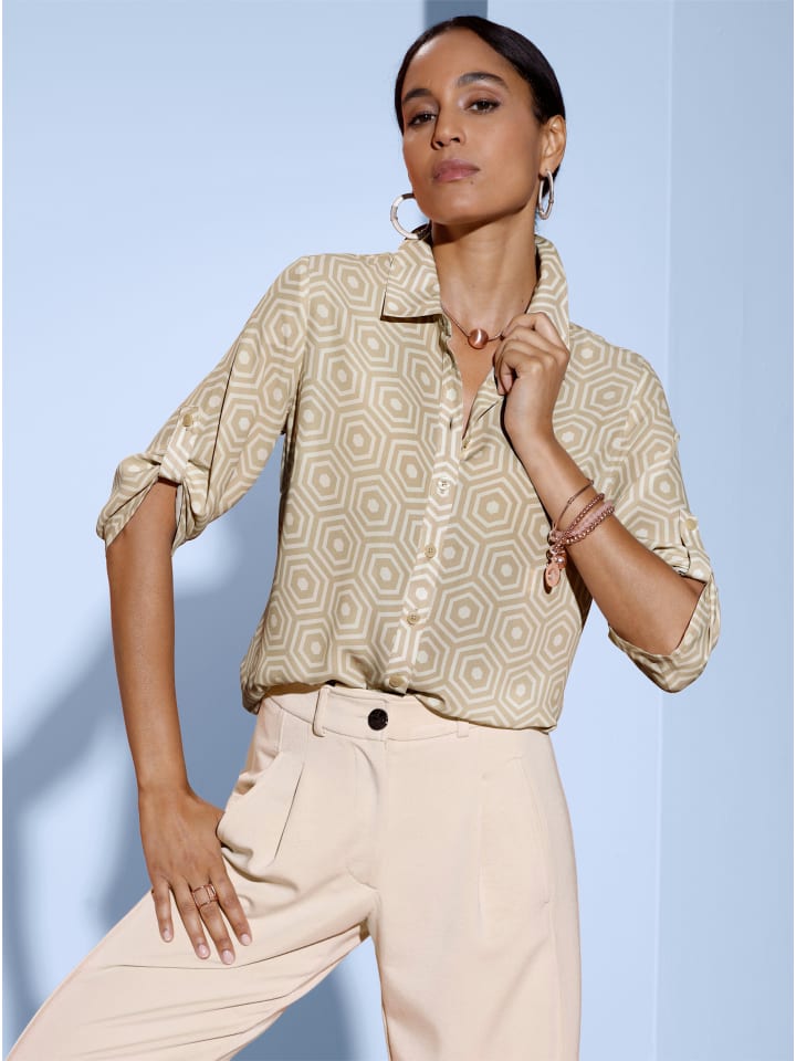 Блузка-рубашка в цвете экрю и песочном узоре creation L
Блузка-рубашка в цвете экрю и песочном узоре creation L