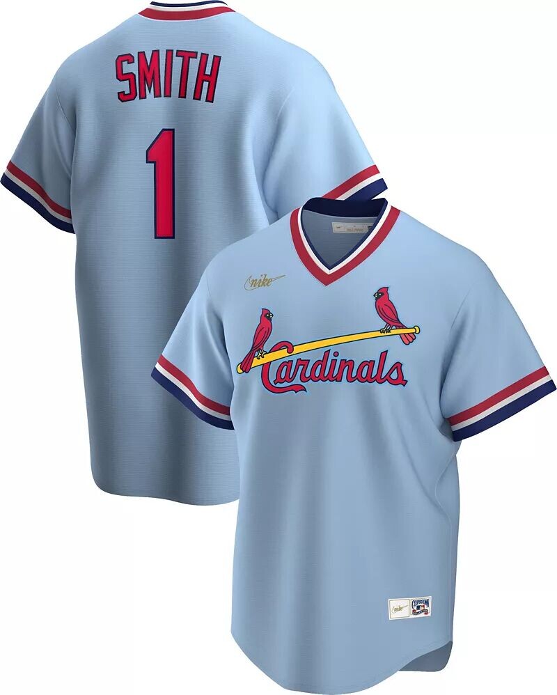 Мужской синий пуловер с v-образным вырезом Nike St. Louis Cardinals Ozzie Smith #1 Cooperstown
Мужской синий пуловер с v-образным вырезом Nike St. Louis Cardinals Ozzie Smith #1 Cooperstown