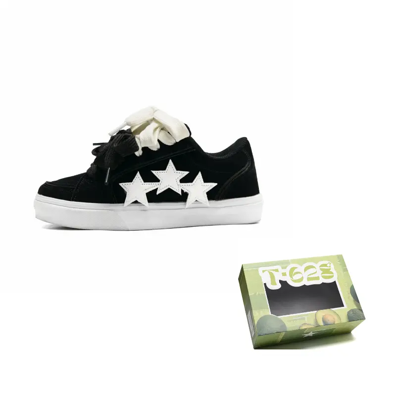 T628 Звездчатые пуховики нескользящие, износостойкие, легкие низкие скейтерские унисекс черные с двойными бело-черными шнурками, цвет Black (White Black Double Shoelace)
T628 Звездчатые пуховики нескользящие, износостойкие, легкие низкие скейтерские унисекс черные с двойными бело-черными шнурками, цвет Black (White Black Double Shoelace)