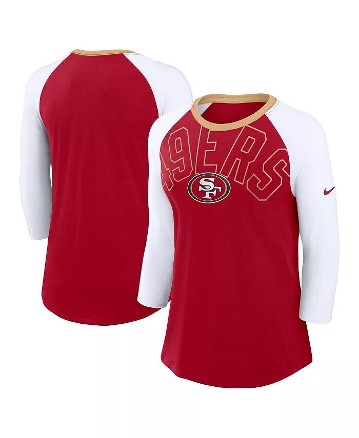 Женская футболка San Francisco 49ers Knockout Arch Raglan Tri-Blend с рукавом 3/4, алая/белая Nike
Женская футболка San Francisco 49ers Knockout Arch Raglan Tri-Blend с рукавом 3/4, алая/белая Nike