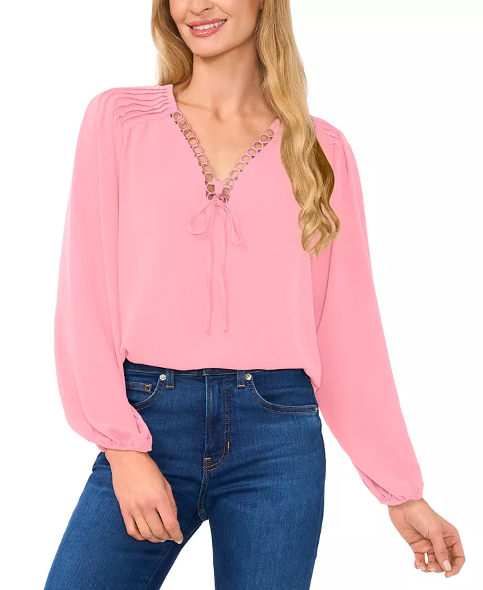 Женская блузка с круговой отделкой и защипами, с длинными рукавами CeCe, фиолетовый
Женская блузка с круговой отделкой и защипами, с длинными рукавами CeCe, фиолетовый