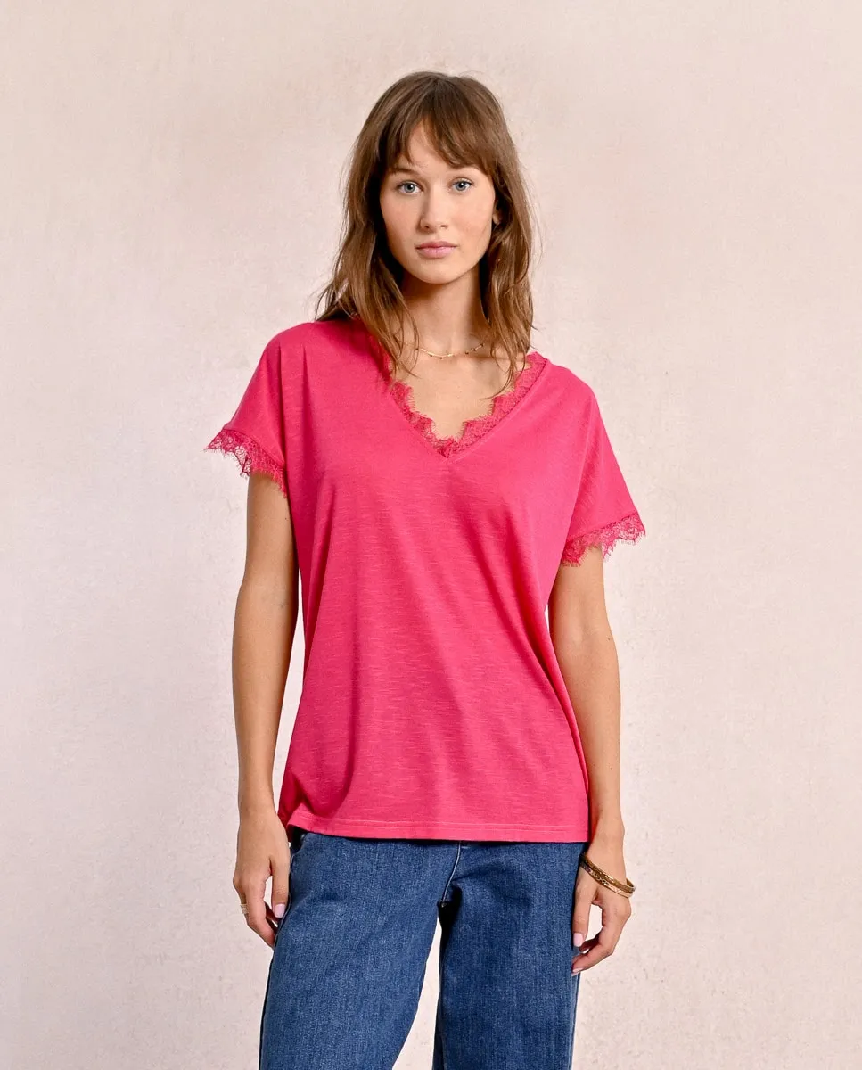 Женский топ с короткими рукавами и кружевными деталями Molly Bracken, розовый
Женский топ с короткими рукавами и кружевными деталями Molly Bracken, розовый
