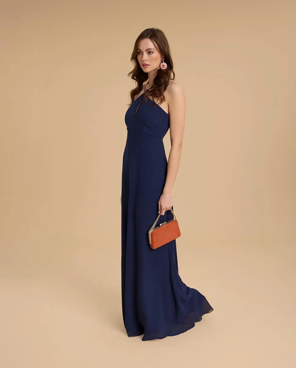 Длинное платье с запахом и открытой спиной Veneno en la piel, синий
Длинное платье с запахом и открытой спиной Veneno en la piel, синий