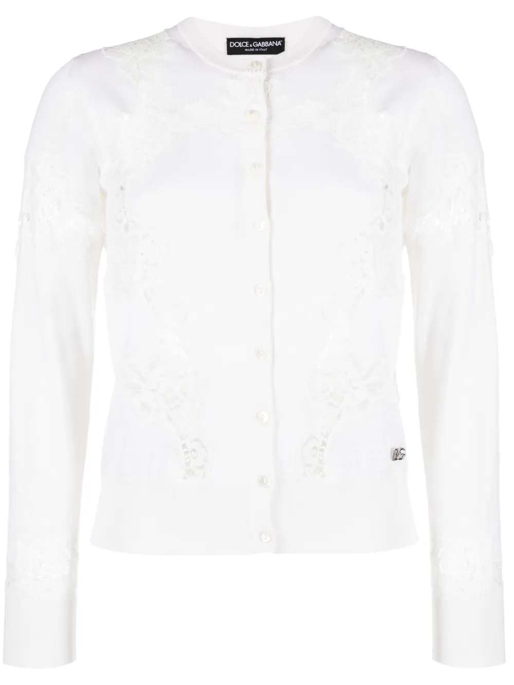 Кардиган с кружевом DOLCE & GABBANA, белый 
Кардиган с кружевом DOLCE & GABBANA, белый