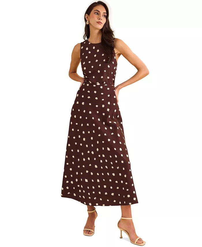 Женская миди-юбка в горошек из смесового льна 1.STATE, коричневый
Женская миди-юбка в горошек из смесового льна 1.STATE, коричневый