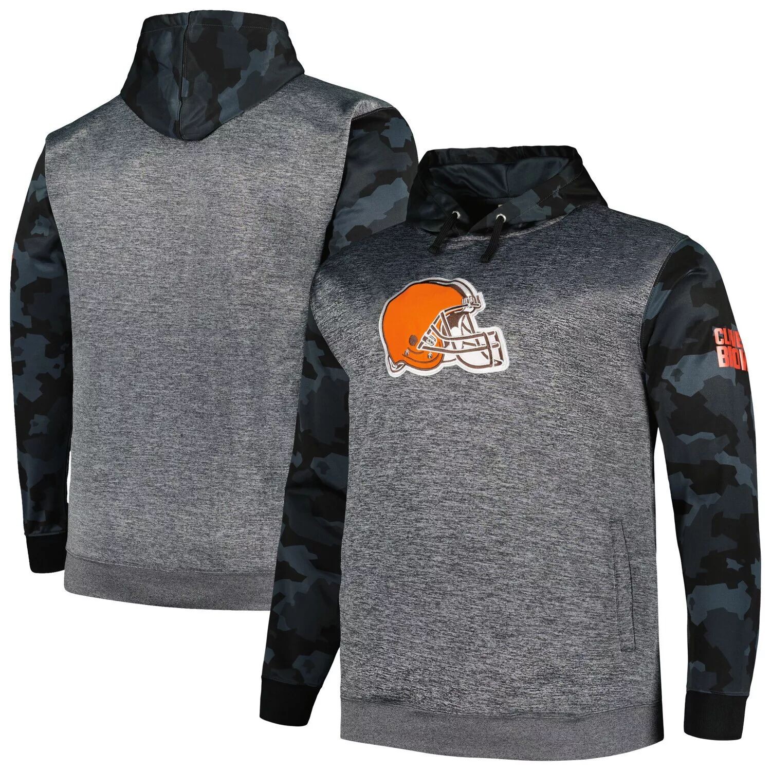 Мужской пуловер с капюшоном и камуфляжным принтом Cleveland Browns Big & Tall с логотипом Heather Charcoal Fanatics
Мужской пуловер с капюшоном и камуфляжным принтом Cleveland Browns Big & Tall с логотипом Heather Charcoal Fanatics