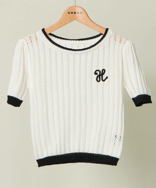 Женская вязаная футболка с короткими рукавами, ажурной вязкой и вышитым логотипом GORGE, кремовый, Бежевый, Женская вязаная футболка с короткими рукавами, ажурной вязкой и вышитым логотипом GORGE, кремовый
Женская вязаная футболка с короткими рукавами, ажурной вязкой и вышитым логотипом GORGE, кремовый, Бежевый, Женская вязаная футболка с короткими рукавами, ажурной вязкой и вышитым логотипом GORGE, кремовый