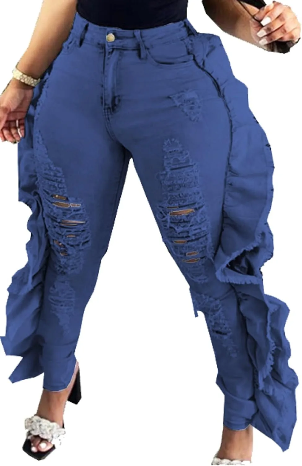 SperLucky Plus Size джинсы для женщин, синие, высокие, потертые
SperLucky Plus Size джинсы для женщин, синие, высокие, потертые