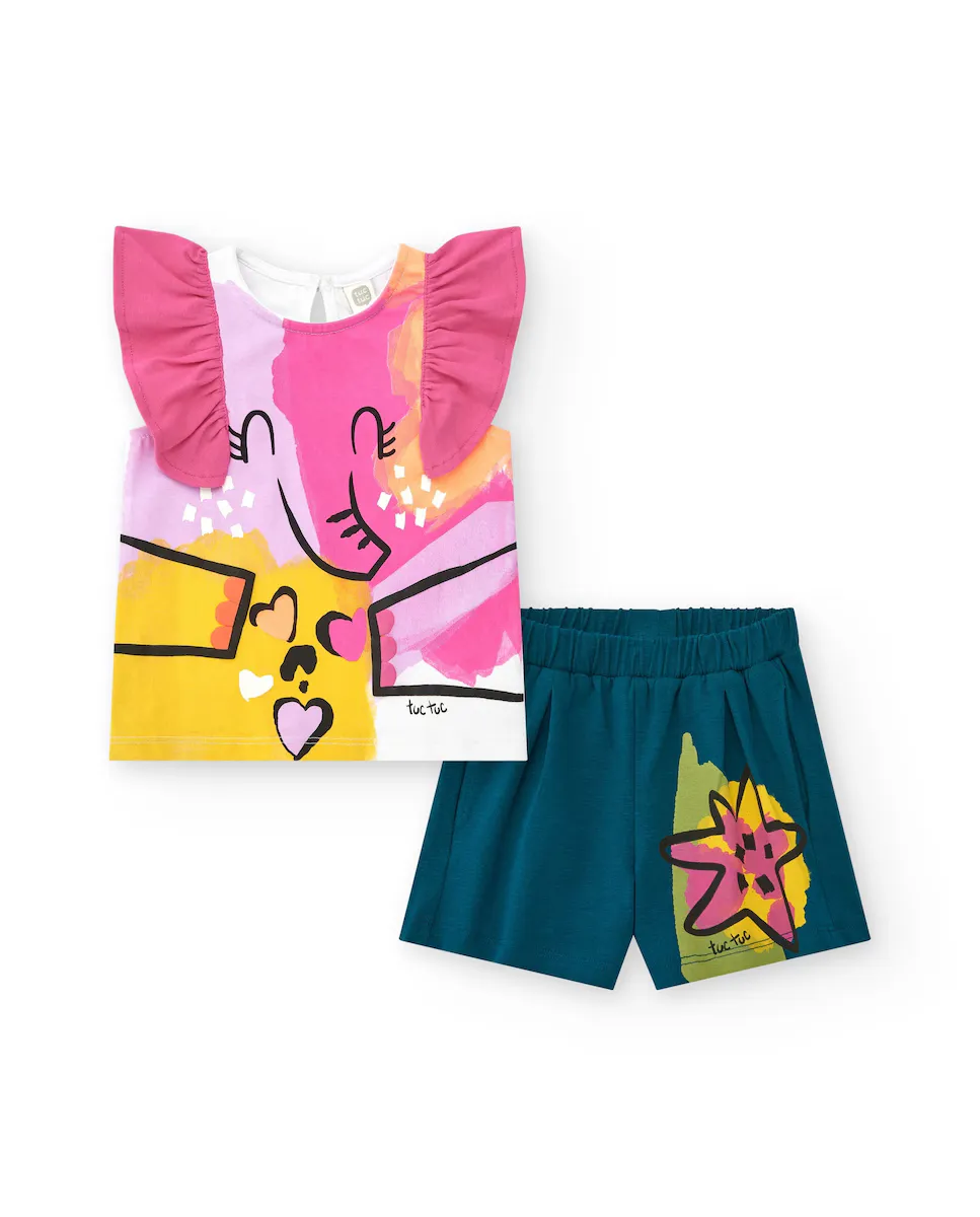 Комплект для девочки с футболкой со слоном и синими шортами Tuc tuc, многоцветный
Комплект для девочки с футболкой со слоном и синими шортами Tuc tuc, многоцветный