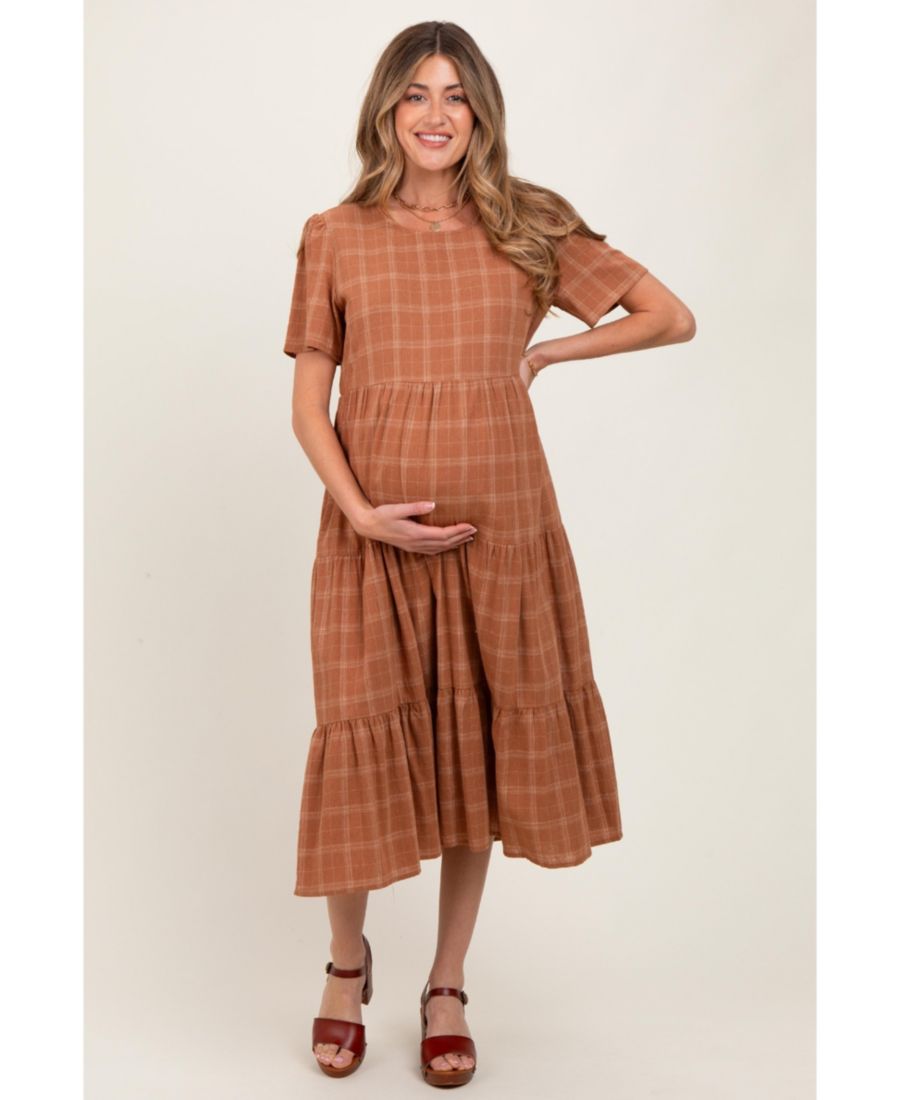 Платье для беременных в ржаво-коричневую клетку с короткими рукавами, ярусное Pinkblush, Rust
Платье для беременных в ржаво-коричневую клетку с короткими рукавами, ярусное Pinkblush, Rust