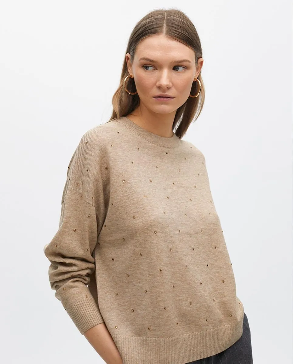 Женский джемпер с круглым вырезом и стразами Lola Casademunt, бежевый
Женский джемпер с круглым вырезом и стразами Lola Casademunt, бежевый