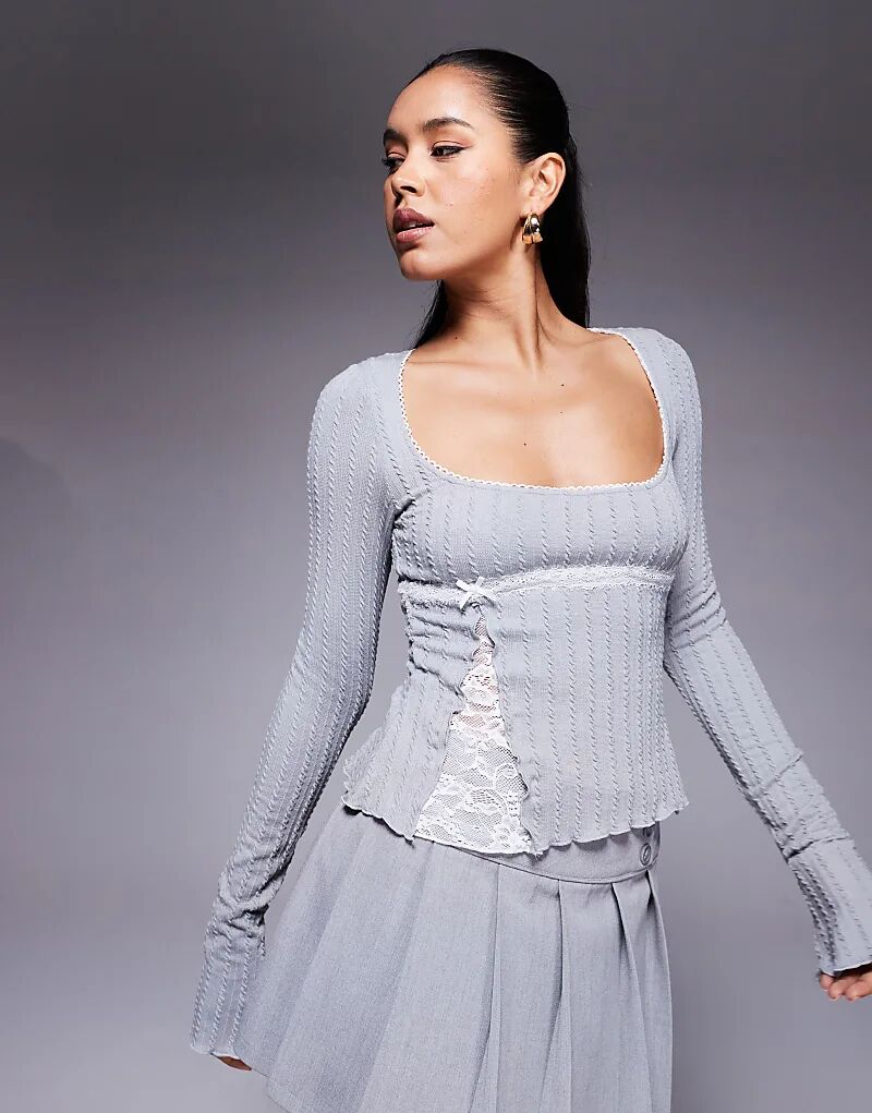 Топ Princess Polly Noir с квадратным вырезом и кружевными вставками, длинными рукавами, серый
Топ Princess Polly Noir с квадратным вырезом и кружевными вставками, длинными рукавами, серый