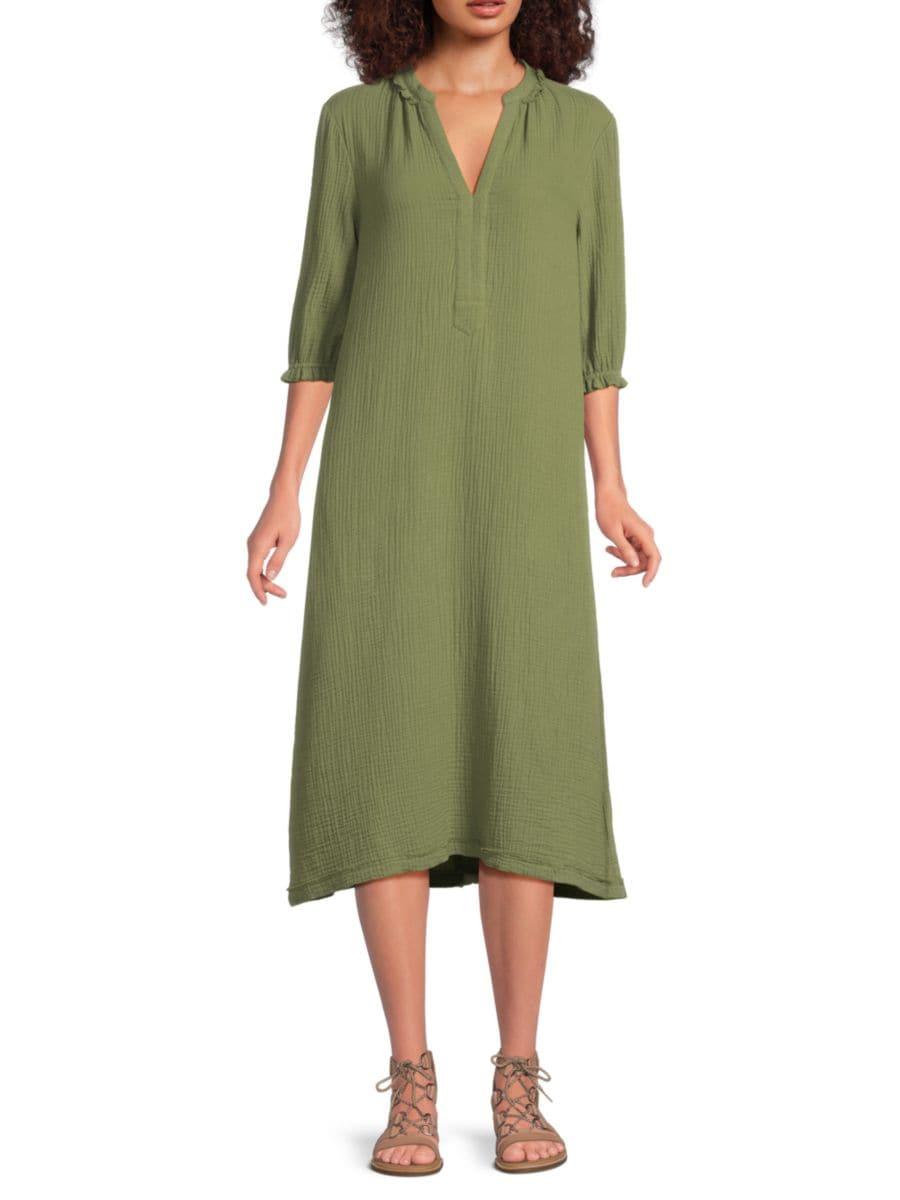 Платье миди из хлопка с двойной газовой тканью А-силуэта Saks Fifth Avenue, оливковый
Платье миди из хлопка с двойной газовой тканью А-силуэта Saks Fifth Avenue, оливковый