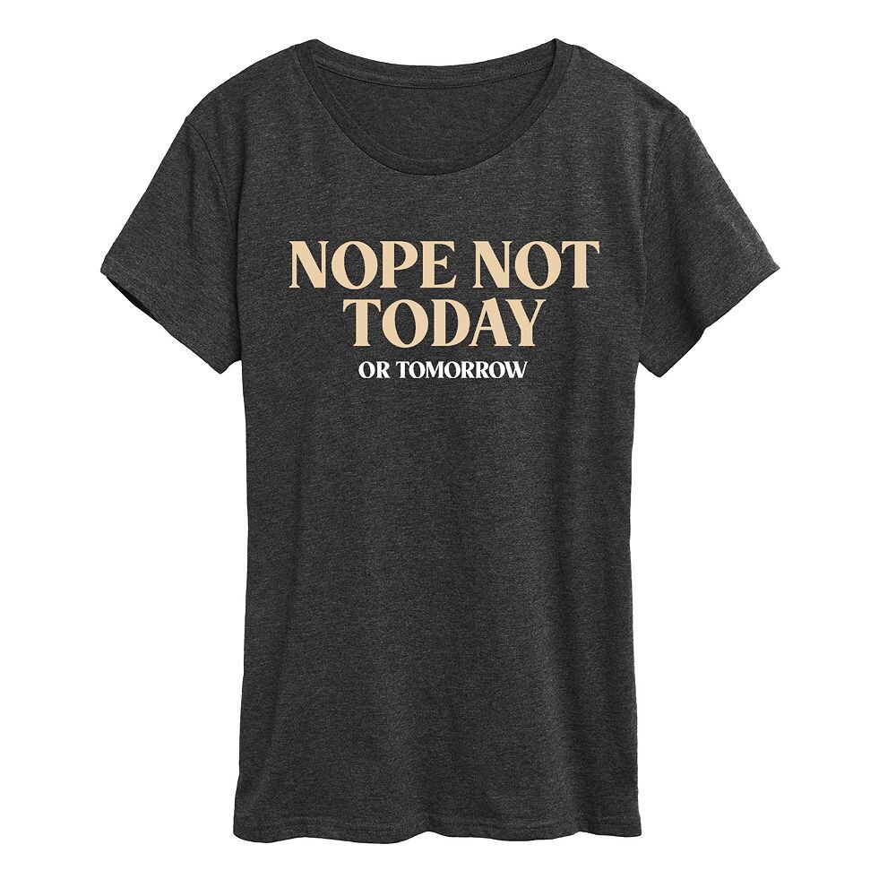 Женская футболка с рисунком Nope Not Today Or Tomorrow Licensed Character, цвет Heather Charcoal
Женская футболка с рисунком Nope Not Today Or Tomorrow Licensed Character, цвет Heather Charcoal