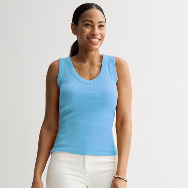 Женская майка в рубчик с V-образным вырезом Sonoma Goods For Life, цвет peri phlox 
Женская майка в рубчик с V-образным вырезом Sonoma Goods For Life, цвет peri phlox