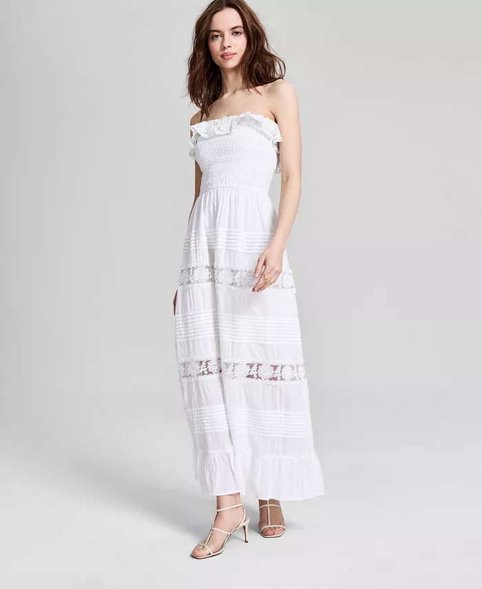 Женское макси-платье приталенного силуэта с кружевными деталями из хлопка And Now This, белый
Женское макси-платье приталенного силуэта с кружевными деталями из хлопка And Now This, белый