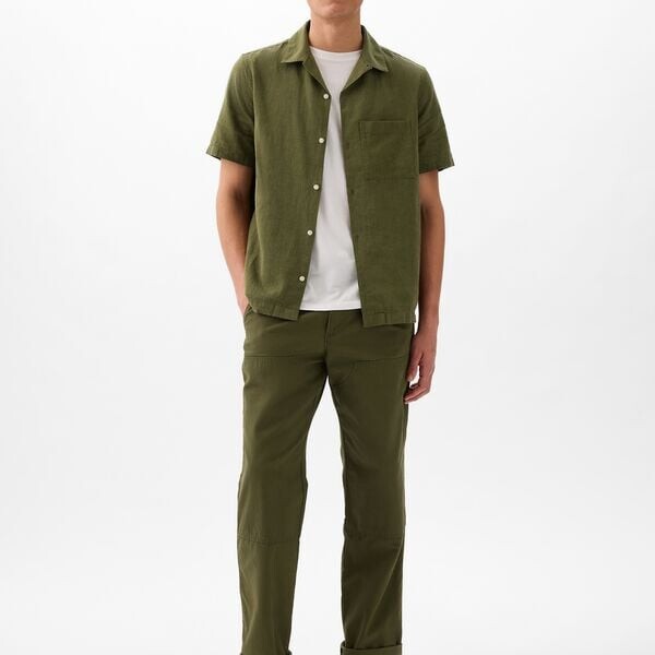 Рубашка с короткими рукавами из льна и хлопка Gap, зеленый
Рубашка с короткими рукавами из льна и хлопка Gap, зеленый