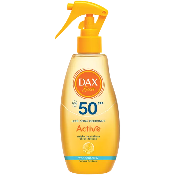 Легкий защитный спрей с SPF50, 200 мл Dax Sun active
Легкий защитный спрей с SPF50, 200 мл Dax Sun active