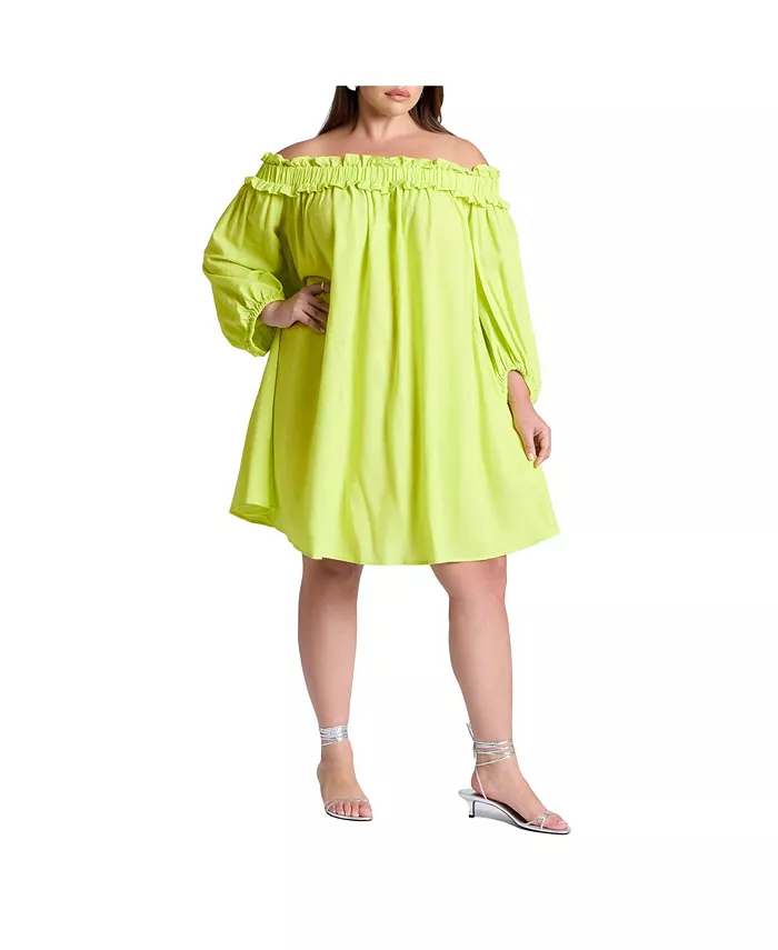 Женское мини-платье с рюшами на горловине ELOQUII, зеленый
Женское мини-платье с рюшами на горловине ELOQUII, зеленый