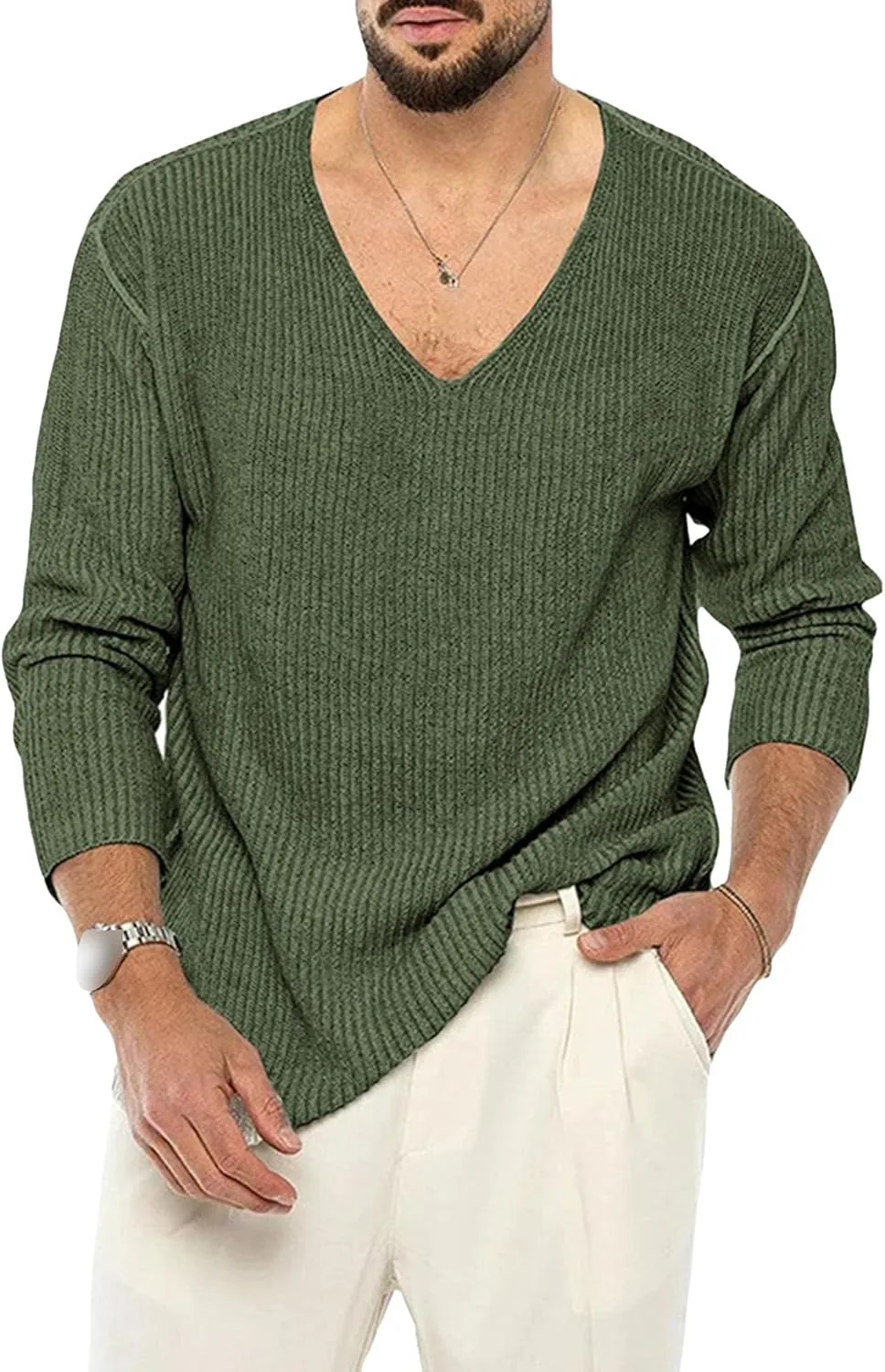 Мужской легкий вязаный свитер с длинным рукавом и V-образным вырезом Gsywaipei
Мужской легкий вязаный свитер с длинным рукавом и V-образным вырезом Gsywaipei