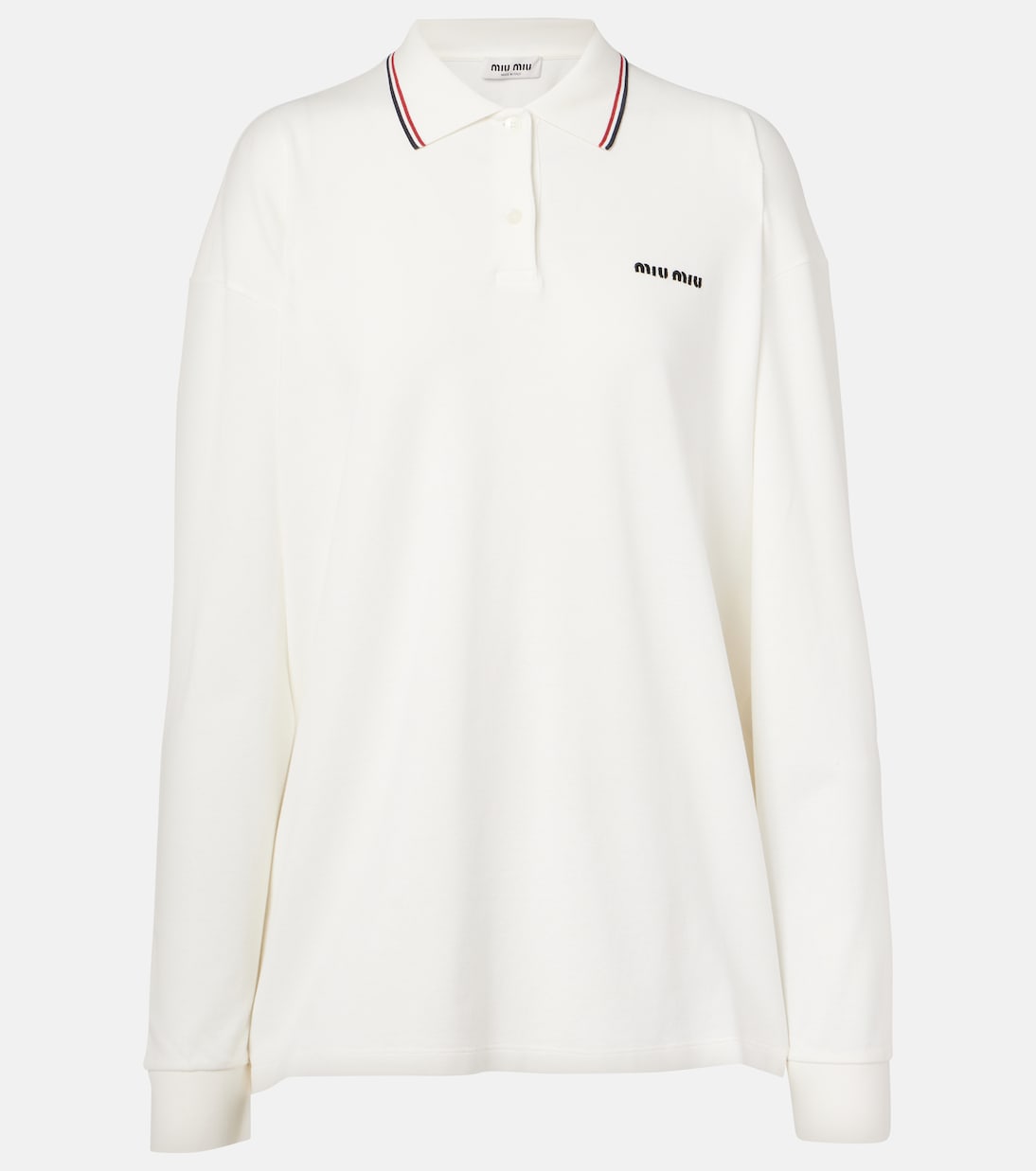 Хлопковый поло-свитер с логотипом Miu Miu, Bianco+Blu+Rosso
Хлопковый поло-свитер с логотипом Miu Miu, Bianco+Blu+Rosso