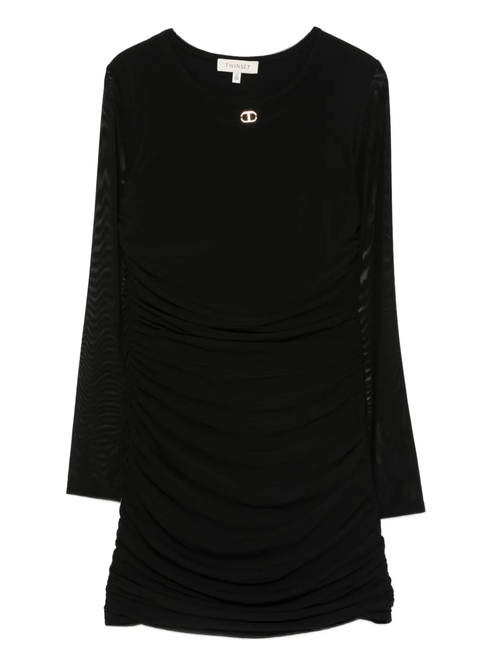 Мини-платье с сетчатыми рукавами и сборками TWINSET Kids, черный
Мини-платье с сетчатыми рукавами и сборками TWINSET Kids, черный