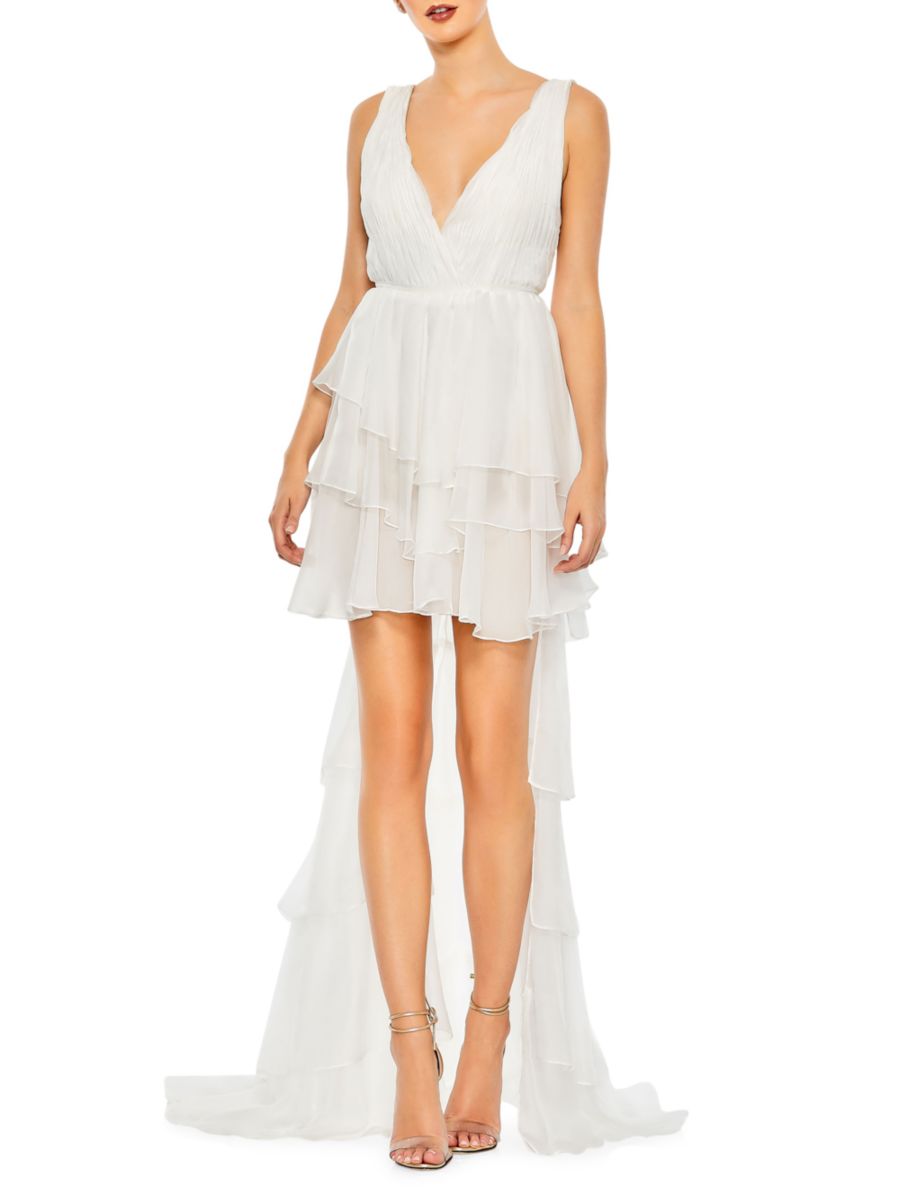 Платье с глубоким вырезом и оборками Mac Duggal, белый
Платье с глубоким вырезом и оборками Mac Duggal, белый