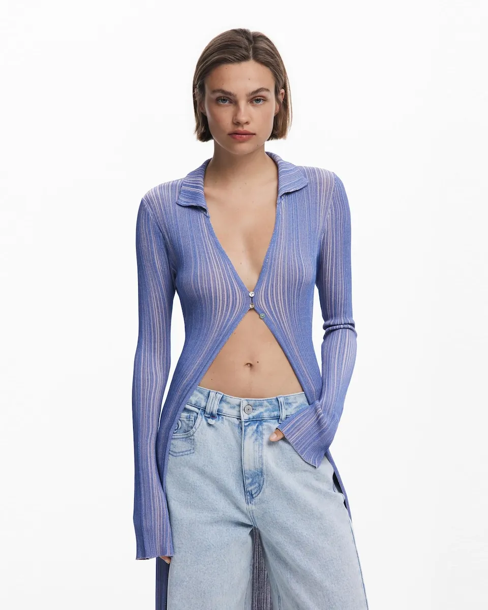 Женский длинный кардиган Desigual, синий 
Женский длинный кардиган Desigual, синий