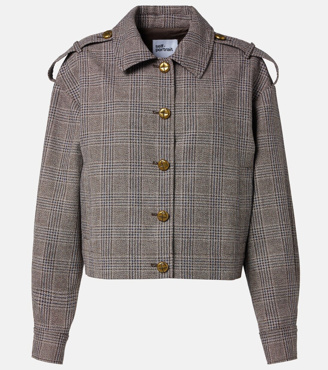 Клетчатая куртка из хлопка и льна Self-Portrait, коричневый
Клетчатая куртка из хлопка и льна Self-Portrait, коричневый