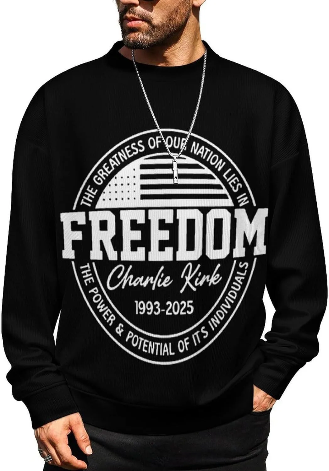 Свитер Charlie Kirk мужской, свободный крой, длинный рукав CONGIRLBOON
Свитер Charlie Kirk мужской, свободный крой, длинный рукав CONGIRLBOON