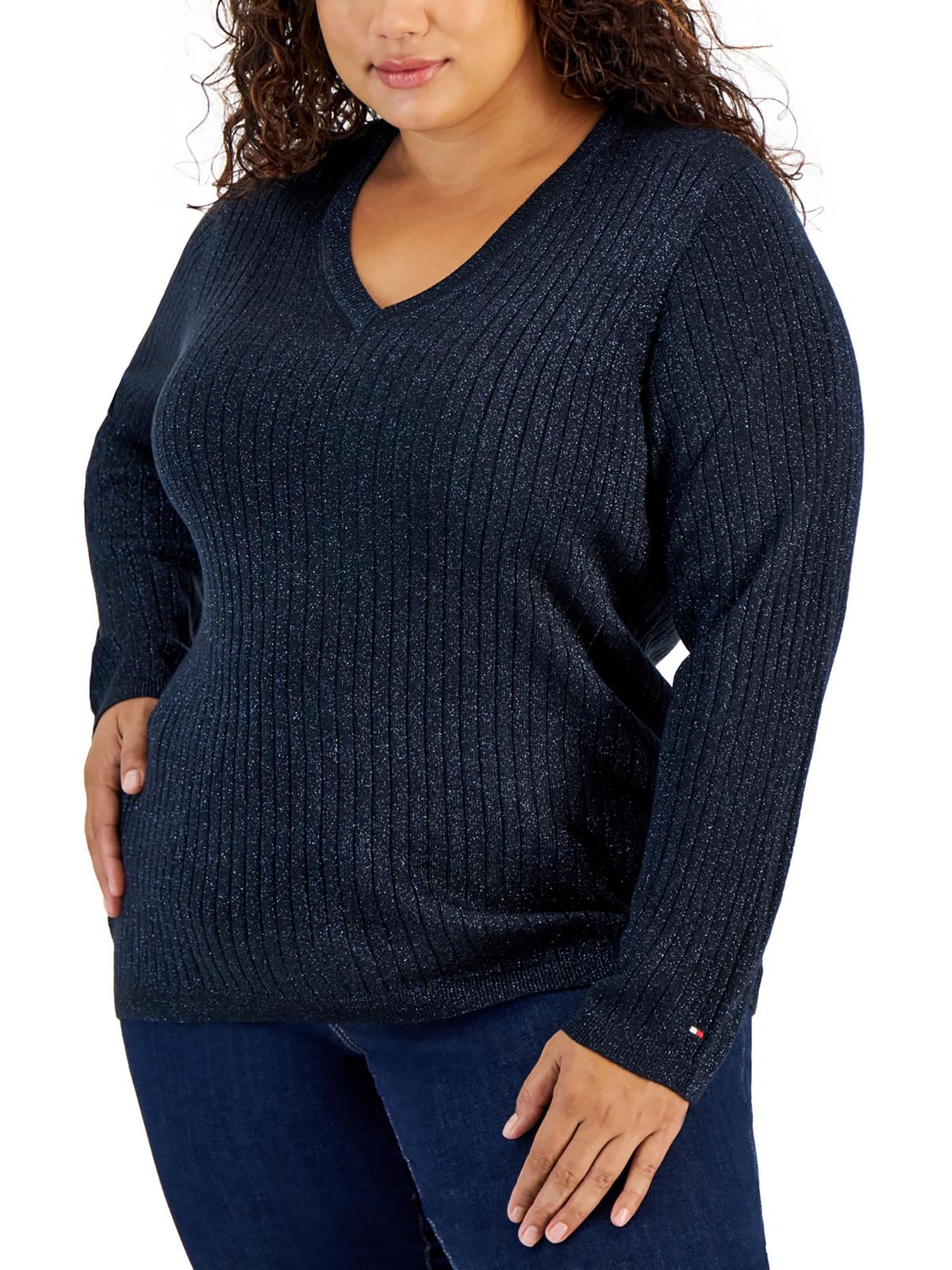 Плюс Женский металлический свитер с V-образным вырезом Tommy Hilfiger, цвет sky captain
Плюс Женский металлический свитер с V-образным вырезом Tommy Hilfiger, цвет sky captain