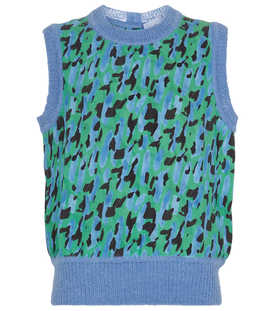 Жилет-свитер из мохеровой смеси с леопардовым принтом Ferragamo, Footballer Blue
Жилет-свитер из мохеровой смеси с леопардовым принтом Ferragamo, Footballer Blue