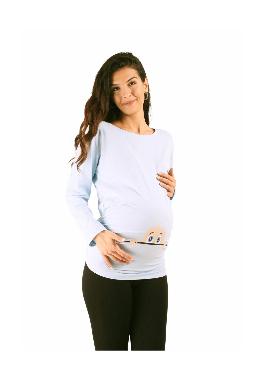 Рубашка для беременных с длинными рукавами и забавным детским мотивом M.M.C., цвет Babyblau
