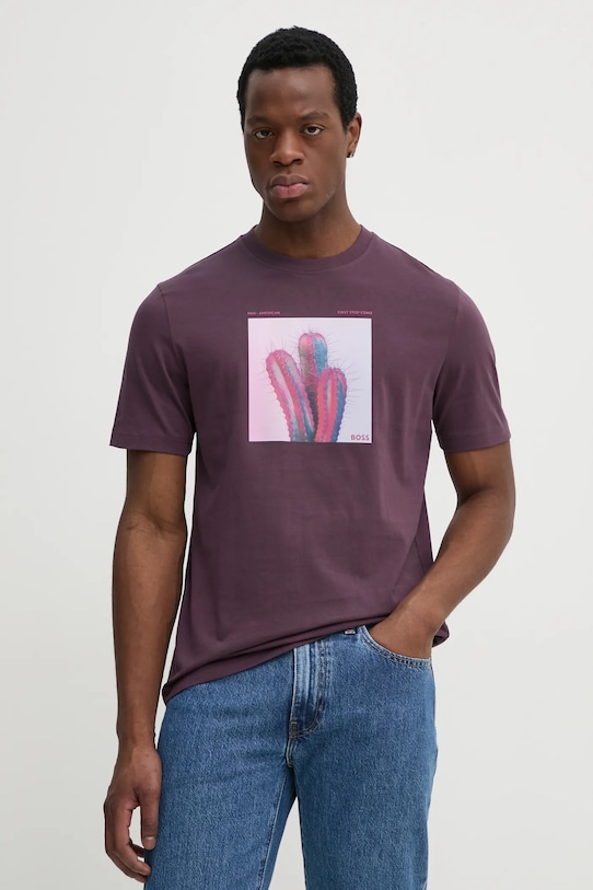 Хлопковая футболка Boss Orange, фиолетовый
Хлопковая футболка Boss Orange, фиолетовый