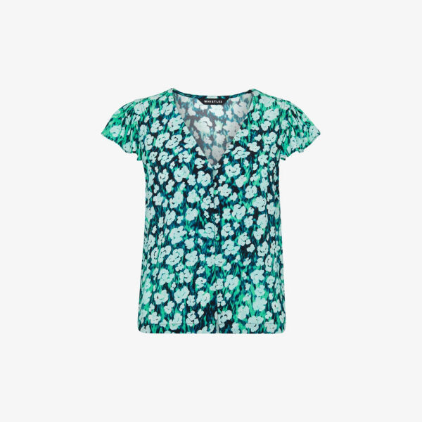 Тканый топ с оборками на рукавах и цветочным принтом Whistles, мультиколор
Тканый топ с оборками на рукавах и цветочным принтом Whistles, мультиколор