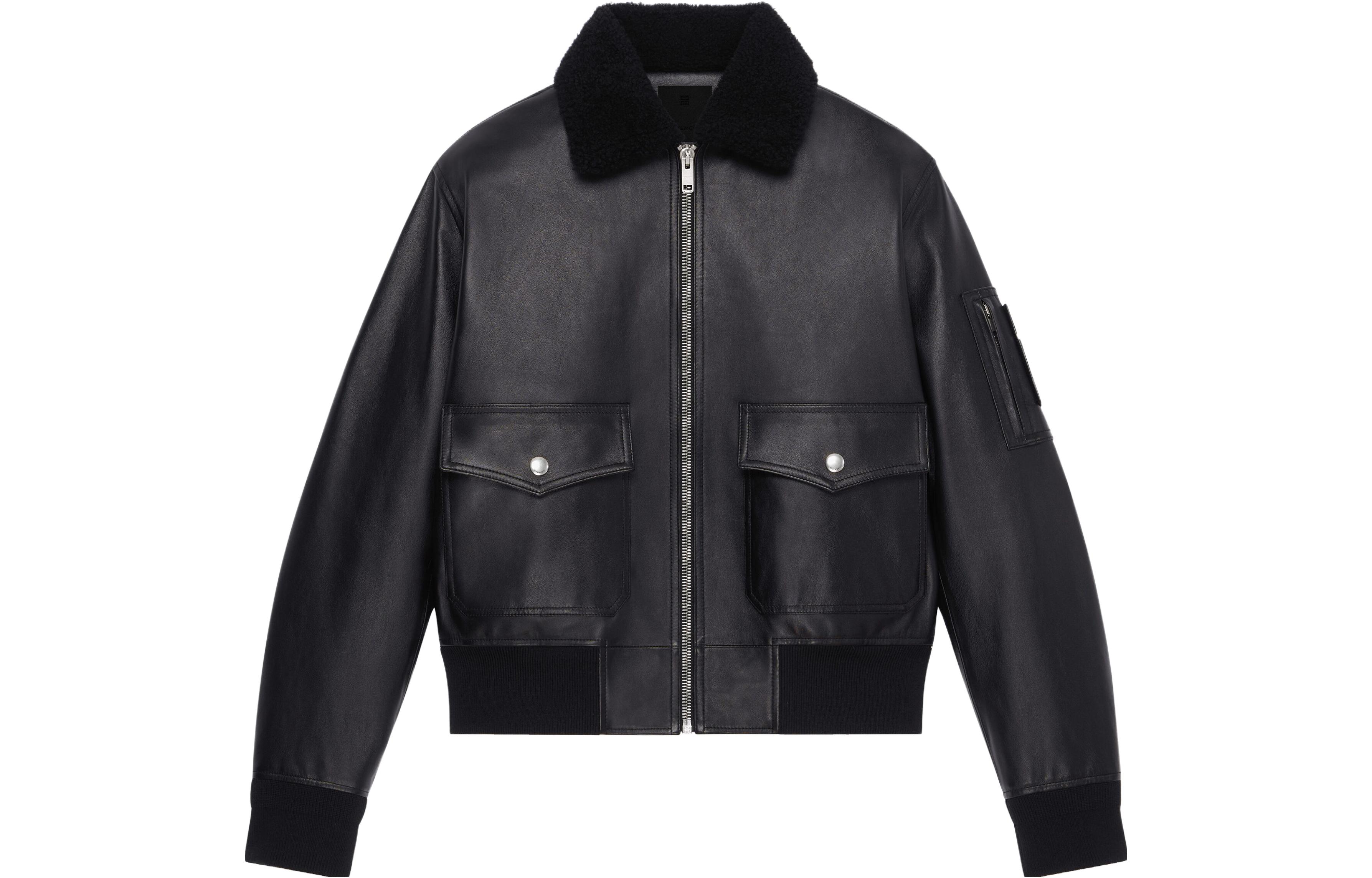 Кожаная авиаторская куртка Givenchy с воротником из овчины, черная
Кожаная авиаторская куртка Givenchy с воротником из овчины, черная