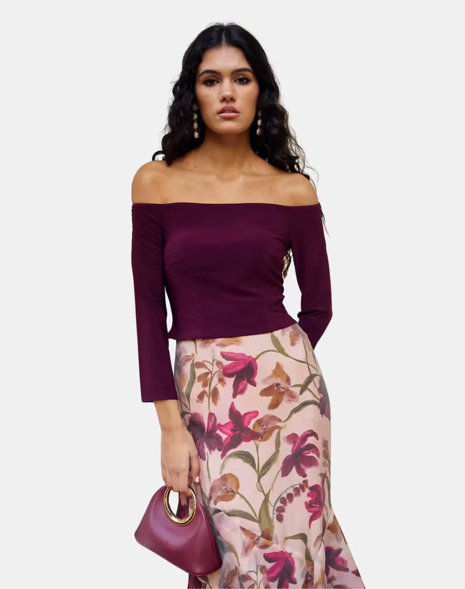 Женский топ с вырезом Бардо и рукавом три четверти MIPHAI, гранатовый
Женский топ с вырезом Бардо и рукавом три четверти MIPHAI, гранатовый