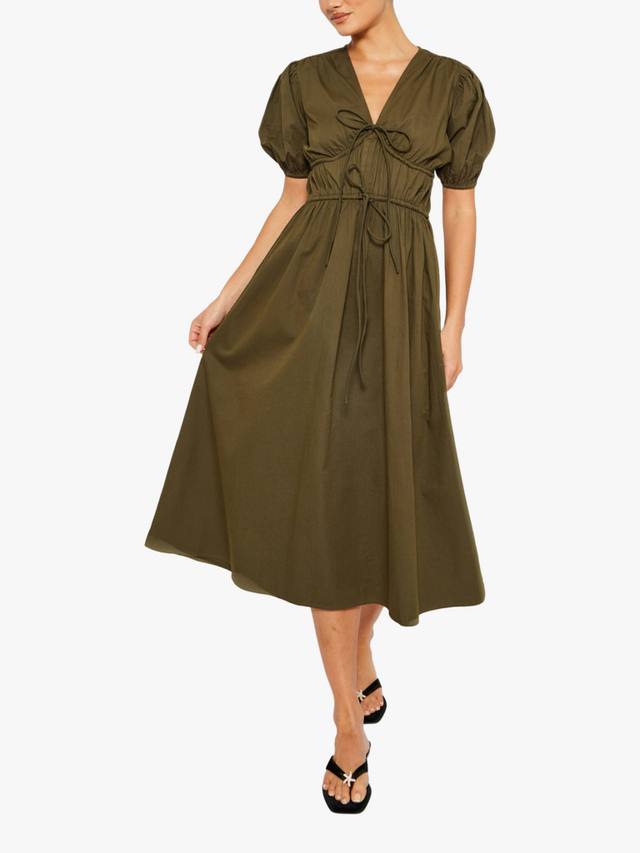 Платье миди с завязками спереди и коротким рукавом South Beach, хаки
Платье миди с завязками спереди и коротким рукавом South Beach, хаки