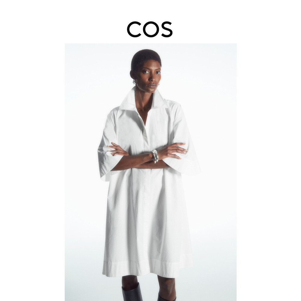 Платье-рубашка Cos с острым воротником и широкими рукавами, белый
Платье-рубашка Cos с острым воротником и широкими рукавами, белый