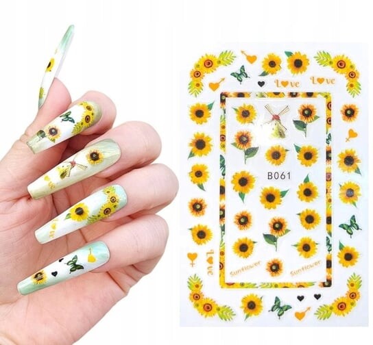 Наклейки для дизайна ногтей с узорами подсолнухов, Frezarkowo
Наклейки для дизайна ногтей с узорами подсолнухов, Frezarkowo