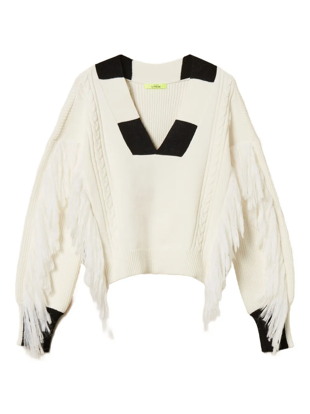 Кабельный вязаный свитер Myfo с бахромой Twinset, белый
Кабельный вязаный свитер Myfo с бахромой Twinset, белый