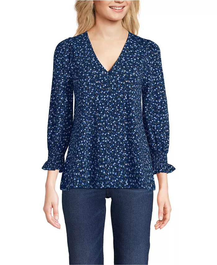 Женская блузка с длиной рукава 3/4 на пуговицах из легкого джерси Lands' End, синий
Женская блузка с длиной рукава 3/4 на пуговицах из легкого джерси Lands' End, синий