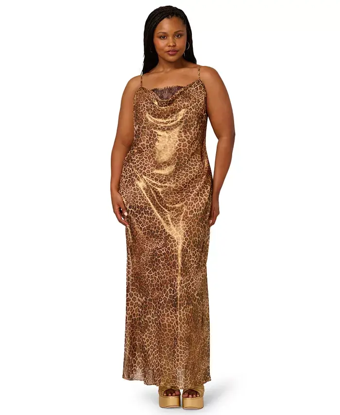 Женское длинное платье больших размеров из шифона с принтом Adrianna, коричневый
Женское длинное платье больших размеров из шифона с принтом Adrianna, коричневый