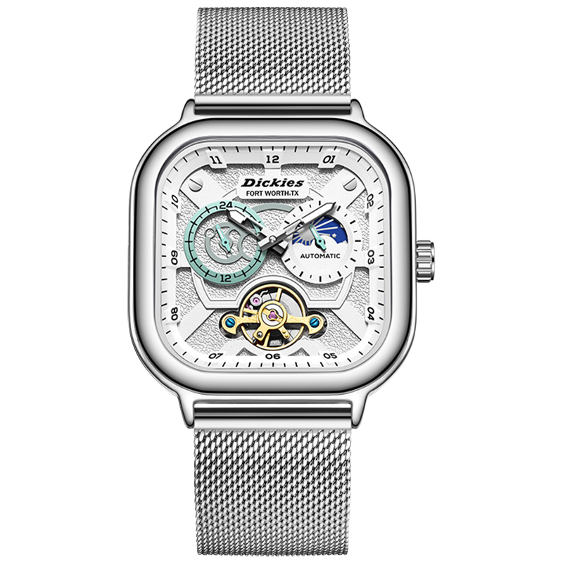 Наручные часы "Солнце, Луна и звезды" Механический механизм Стальной ремешок Черный циферблат Унисекс Коробка Лимитированная серия Dickies