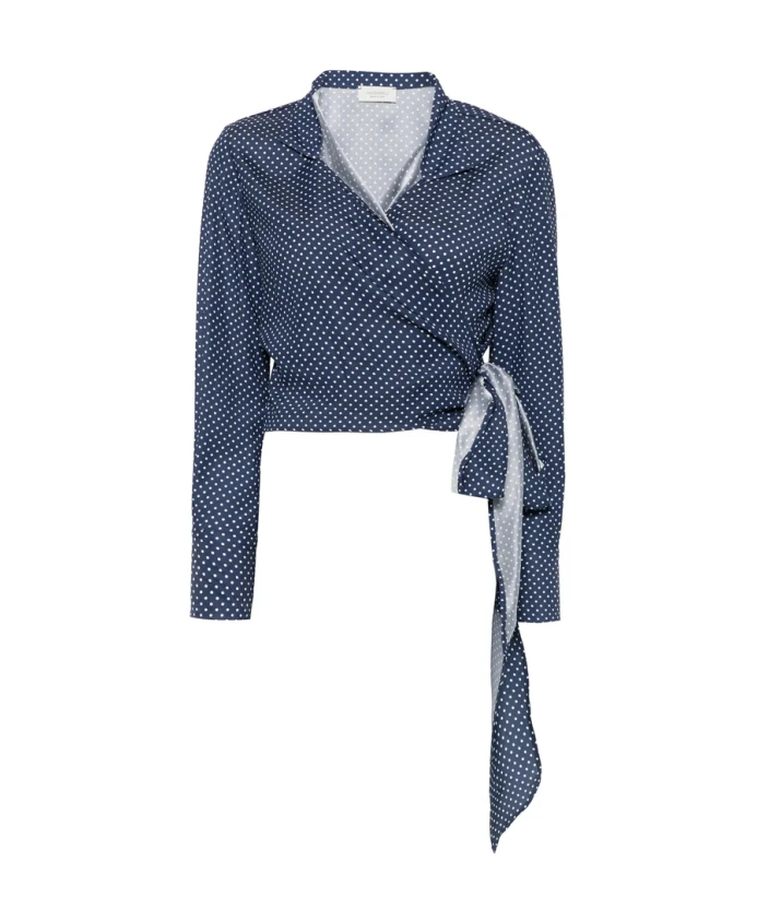 Темно-Синяя блузка с запахом Mazzarelli, синий
Темно-Синяя блузка с запахом Mazzarelli, синий