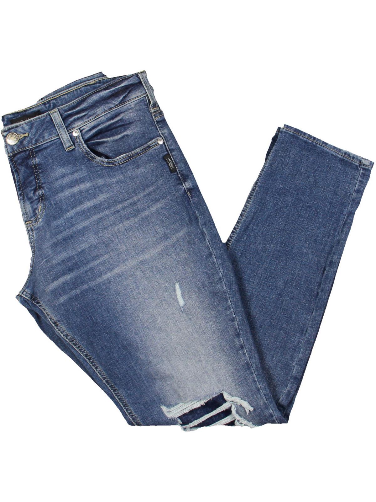 Женские джинсы-скинни с потертостями и средней посадкой Plus Silver Jeans Co., индиго
Женские джинсы-скинни с потертостями и средней посадкой Plus Silver Jeans Co., индиго