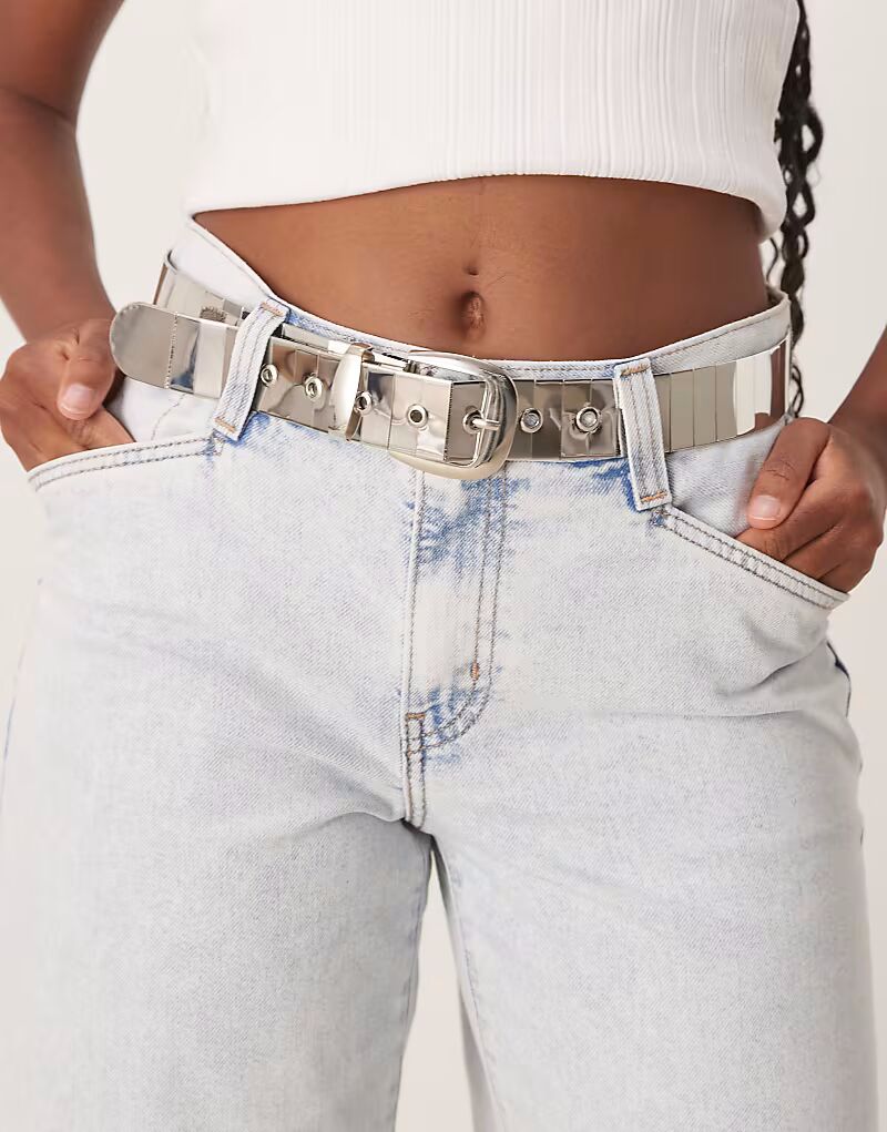 Металлический ремень для джинсов ASOS DESIGN серебристого цвета
Металлический ремень для джинсов ASOS DESIGN серебристого цвета