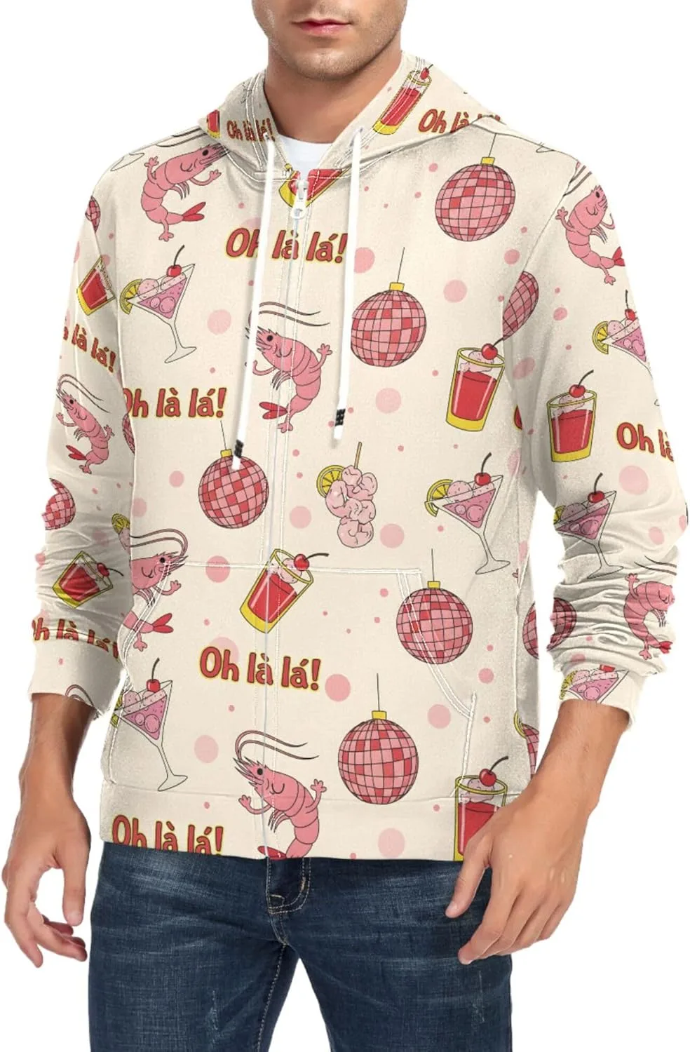 Мужской худи на молнии Shrimp Cocktails Disco Balls с длинным рукавом и карманом CUPADA
Мужской худи на молнии Shrimp Cocktails Disco Balls с длинным рукавом и карманом CUPADA