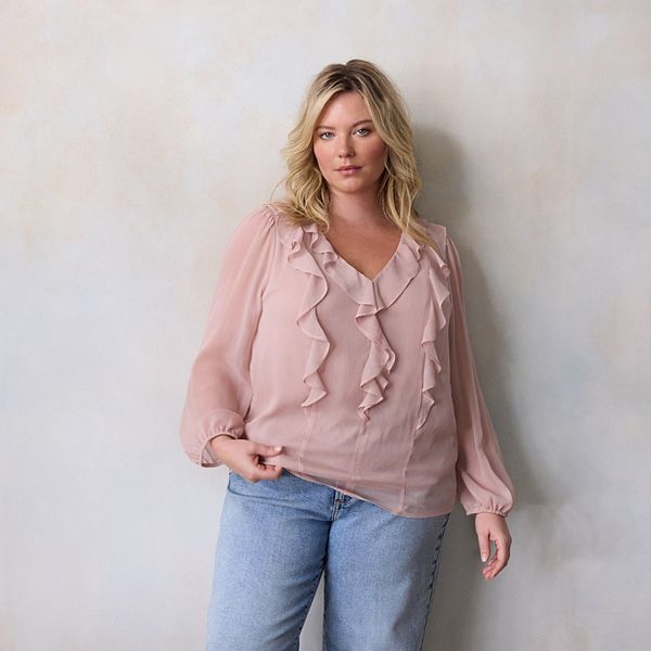 Топ с V-образным вырезом и длинными рукавами с каскадными рюшами Plus size Lc Lauren Conrad, Last Lavender
Топ с V-образным вырезом и длинными рукавами с каскадными рюшами Plus size Lc Lauren Conrad, Last Lavender