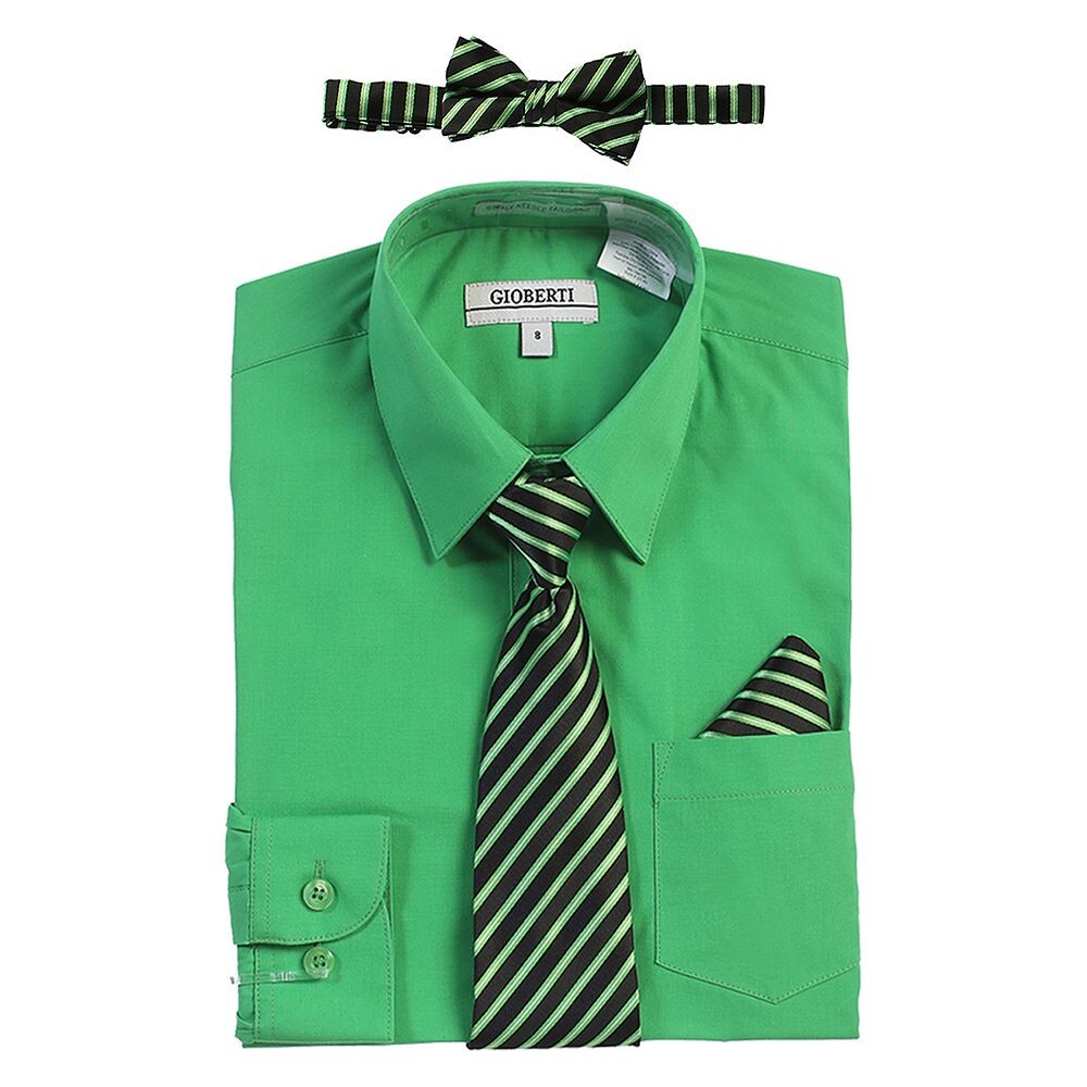 Детская классическая рубашка с длинными рукавами Gioberti + галстук в полоску, галстук-бабочка и носовой платок, зеленый
Детская классическая рубашка с длинными рукавами Gioberti + галстук в полоску, галстук-бабочка и носовой платок, зеленый